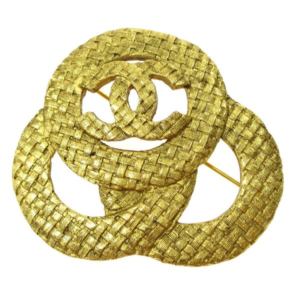 CHANEL CC Logos Charm Brooch Pin Corsage Gold-Tone 1255/29 Authentic 52028 - Picture 1 of 4